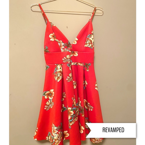 Revamped Dresses & Skirts - Revamped floral scuba skater dress • L